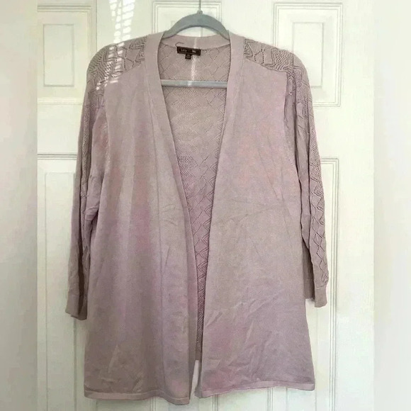 Lety & Me dusty Rose Pink crochet eyelets light weight open cardigan Size 2X - Picture 8 of 8